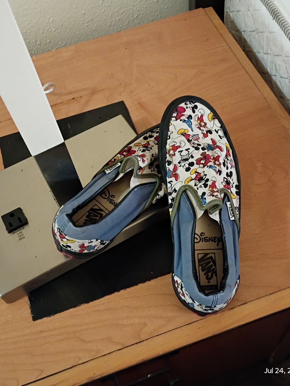 Disney x Vans Mickey Mouse Slip-On Sneakers in White, Black, Blue, Red, Yellow